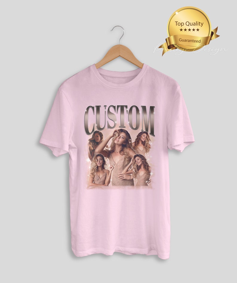 T-shirt de rap bootleg personnalisé, chemise de contrebande personnalisée, cadeau de Noël de mari, chemise de la Saint-Valentin, chemise photo personnalisée, personnalisez votre propre chemise de contrebande Light Pink