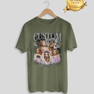 Custom Bootleg Rap Tee, custom your own bootleg shirt, custom bootleg shirt, custom photo shirt, husband christmas gift, valentine day shirt Military Green