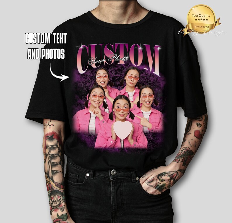 Camiseta Bootleg Rap personalizada, camisa pirata personalizada, camisa con foto personalizada, camisa del día de San Valentín, regalo de Navidad para marido, personaliza tu propia camisa pirata imagen 1