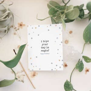 J'espère que votre journée sera magique | Carte d’anniversaire dessinée à la main | Artiste conçu + illustré | Remise Mix & Match