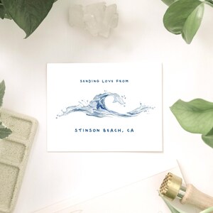 postale de Stinson Beach | Californie | Dessiné et illustré par l'artiste | Réduction Mix & Match