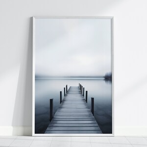 FOGGY JETTY - Serene Waterfront Digital Print, jetty print, home decor, wall art, wall decor, urban art, lake poster, minimalist art