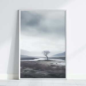 RESILIENT SOLITUDE - Stark Landscape Digital Print, tree print, home decor, wall art, wall decor, nature art, tree poster, minimalist art,