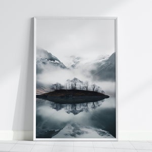 MISTY MOUNTAIN - Peaceful Nature Digital Print, Wilderness Art, Mountain poster, digital print, home decor, wall art, wall decor, minimalism