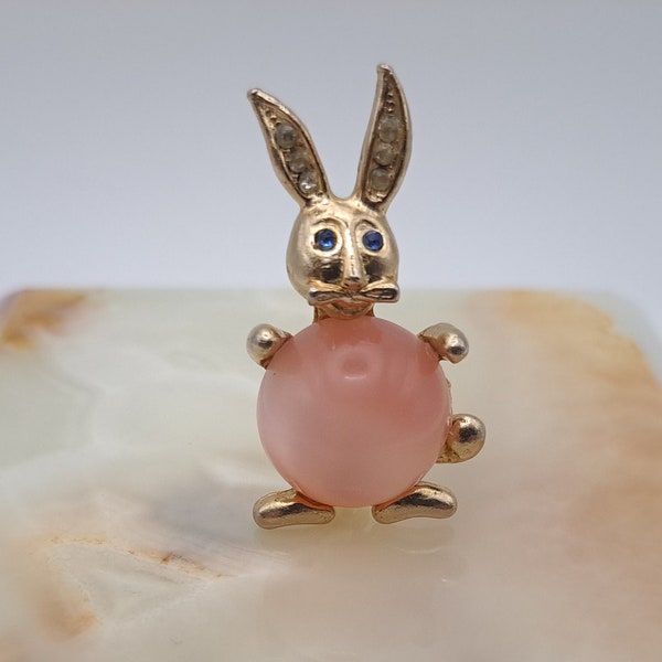 Vintage Jelly Belly Brooch Pin Blue Eyed Bunny Pin