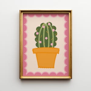 Cactusprint, gangprints, roze muurkunst, digitale print, afdrukbare muurkunst, slaapkamerprint, trendy muurkunst woondecoratie