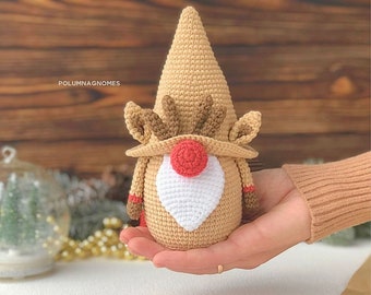 Santas Favorite Cheerleader Gnome Crochet Pattern, Christmas tree crochet patterns, Christmas cheer gnome crochet pattern, Reindeer gnome