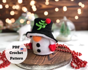 Crochet patterns snowman gnome, Snowman decor crochet pattern, Snowman ornament crochet,  Chritmas snowman crochet patterns, Gnomes crochet
