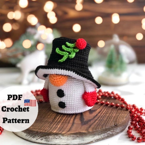 Crochet patterns snowman gnome, Snowman decor crochet pattern, Snowman ornament crochet,  Chritmas snowman crochet patterns, Gnomes crochet