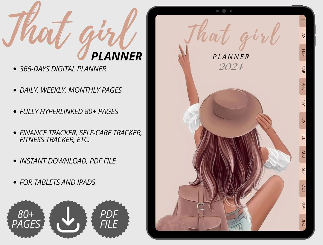 THAT GIRL 2024 Digital Planner Daily Weekly Monthly Goodnotes iPad ...
