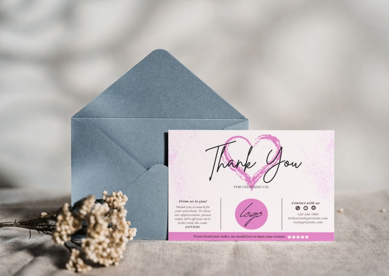 Editable Thank You Card Template,editable Printable Thank You Card ...