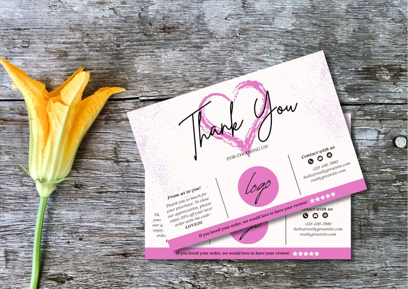 Editable Thank You Card Template,editable Printable Thank You Card ...