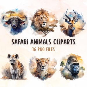 Pacote de clipart Safari Animals.African Animals Png para criar pôsteres, sublimação, designs de camisetas e outros produtos criativos.Download instantâneo
