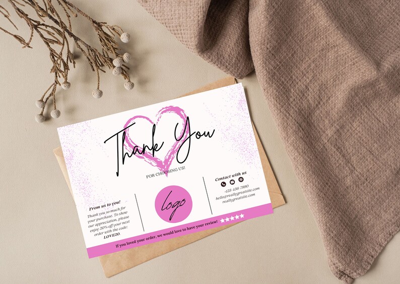Editable Thank You Card Template,editable Printable Thank You Card ...
