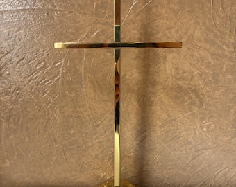 Brass Cross: Minimalist Mid-Century Tabletop Decor (10" H x 5" W)