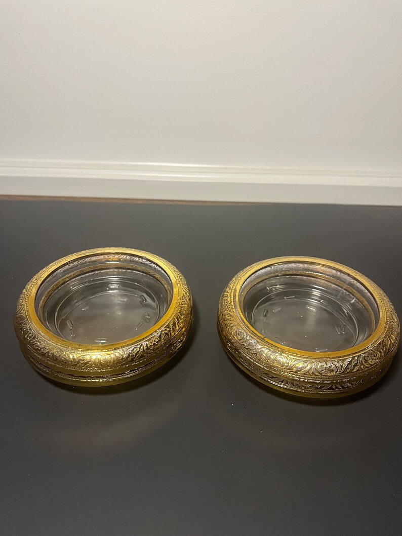 Set of Four Vintage Glass Coasters Etsy