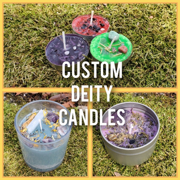 Custom Deity Candle - God/Goddess Offering Candle - Made to Order - 16oz-8oz-4oz-1/2oz Soy Candle for Deity Work - Discreet Shipping