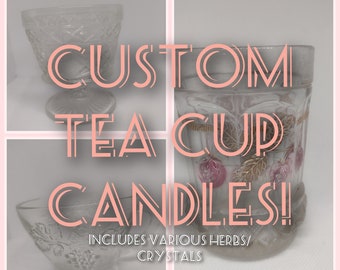 Custom Antique Tea Cup Candle - Customized Antique/Vintage Candles for Intention, Deity Work, Ritual Use, Household, etc [Discreet Shipping]