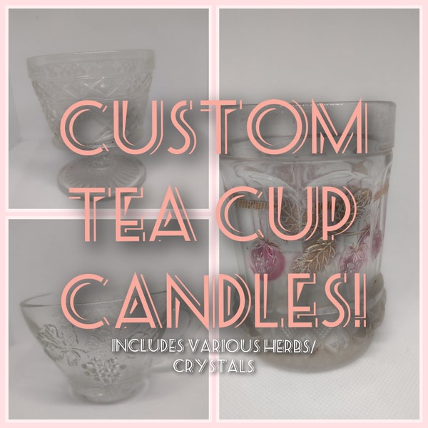 Custom Antique Tea Cup Candle - Customized Antique/Vintage Candles for Intention, Deity Work, Ritual Use, Household, etc [Discreet Shipping]