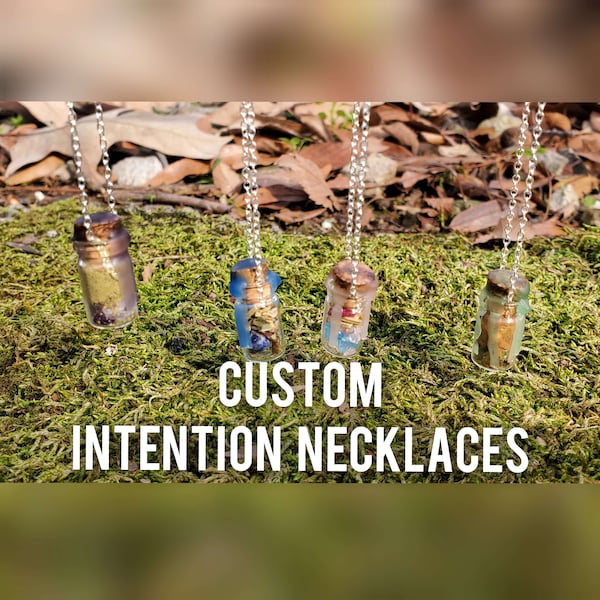 Custom Intention Jar Necklace - Custom Intention Jar Necklace for Mundane, Deity Devotion, Rituals, Witchcraft, etc [DISCREET SHIPPING]