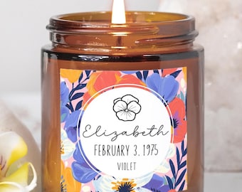 Personalized Birth Flower Candle: Custom Birthday Gift