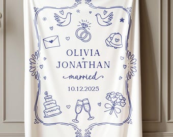 Personalized Minky Wedding Blanket: Custom Couple Gift