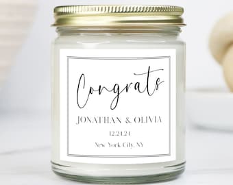 Personalized Wedding Congrats Candle: Soy Wax Couple Gift