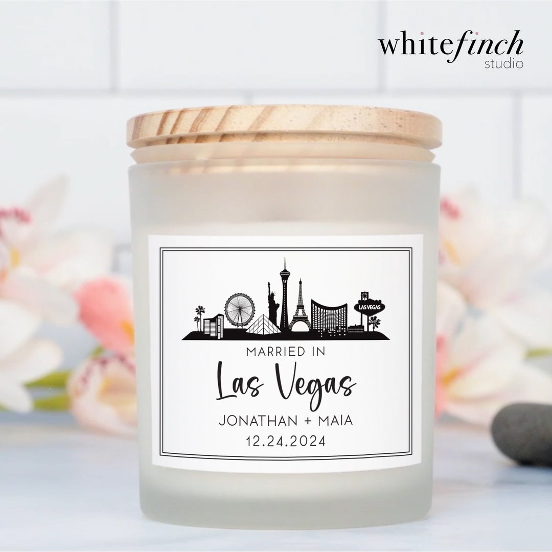 Personalized Married in Las Vegas Candle, Vegas Wedding Soy Candle ...