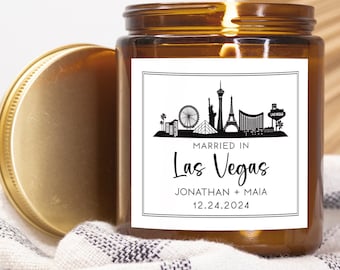 Personalized Las Vegas Wedding Candle: Soy Wax Couple Gift