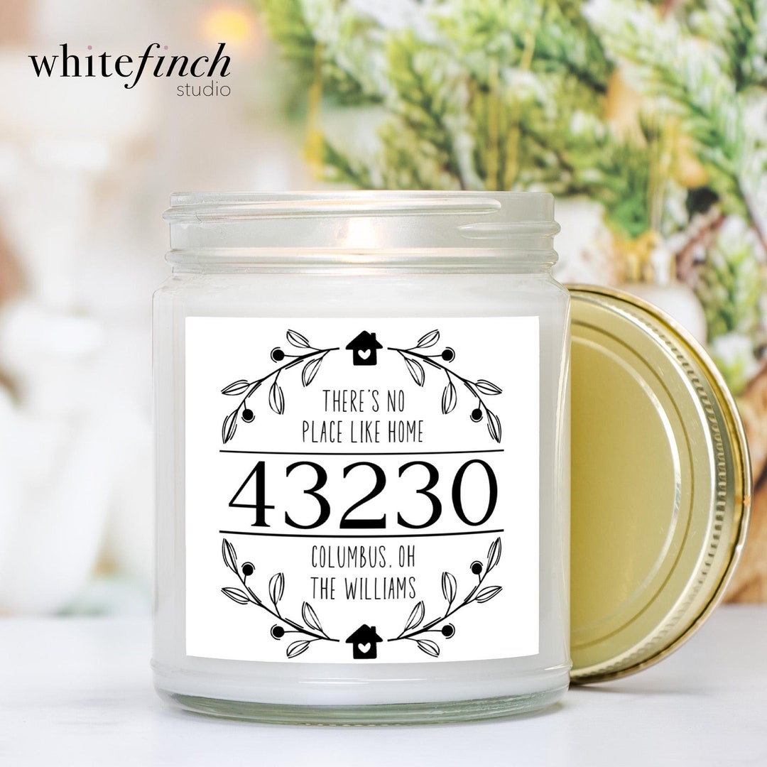 Our New Home Zip Code Personalized Candle, Home for the Holidays Candle ...
