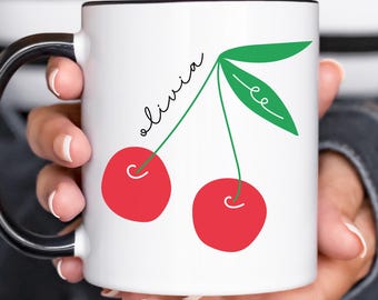 Tazza personalizzata con ciliegia: regalo per addio al nubilato con nome personalizzato