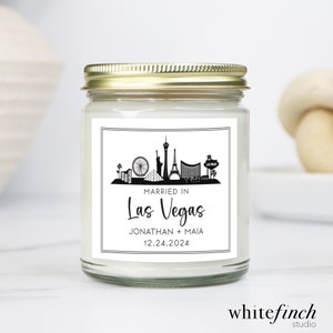 Personalized Married in Las Vegas Candle, Vegas Wedding Soy Candle Couple Gift, Bride Groom Present, Customized Engagement Anniversary Gift