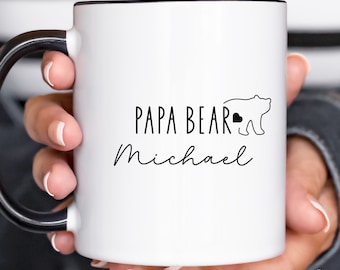 Personalized Papa Bear Mug, Father's Day Gift, Custom Dad Name