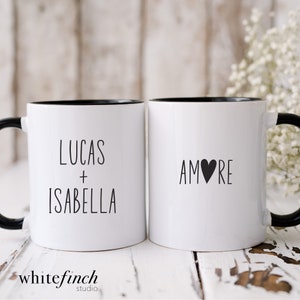 Personalized Amore Mug, Couple Coffee Cup, Bride Groom Mug, Engagement Gift, Wedding Gift, Husband Wife Mug, Anniversary Mug Gift, Love Gift
