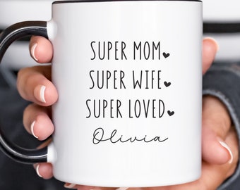 Taza personalizada de Supermamá: regalo personalizado para esposa, taza de café para el Día de la Madre