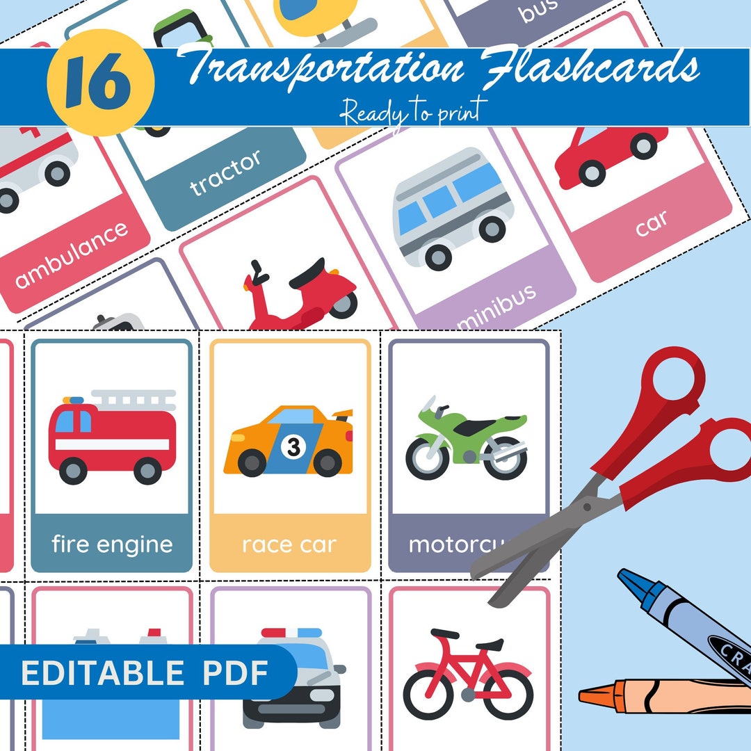 16 VEHICLES Montessori Flashcards Nomenclature Flashcards - Etsy