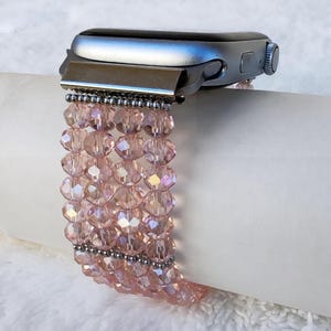Pink Crystal Apple Watch Band, Sparkly Gemstone Strap for Apple Watch, Women's Jewelry, Handmade Stylish and Elegant apple watch strap