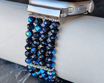 Natürliches Kristall-Apple-Watch-Band, glänzendes Edelstein-Uhrenarmband Apple Watch-Armband für Damen, kompatibel mit allen İWatch-Serien