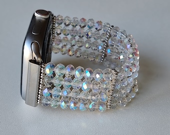 Handmade Crystal Apple Watch Band, Sparkly Gemstone Strap for Apple Watch, Women's Jewelry, Stylish and Elegant