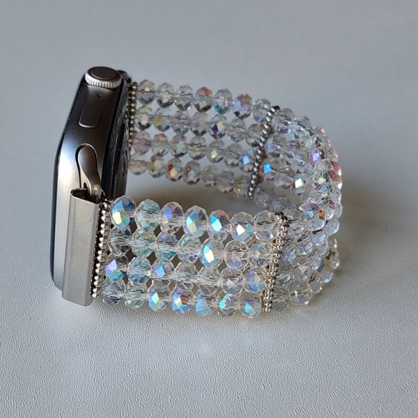 Bracelet Apple Watch en cristal naturel, bracelet de montre en pierres précieuses brillantes bracelet Apple Watch femmes