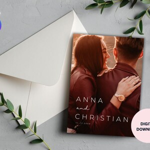 Save the date template, Wedding invitation template, Wedding save the date, Template download, Canva Editable Template, 8 x 5