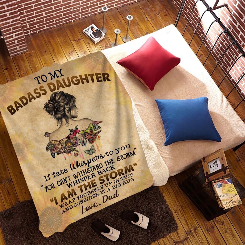 To My Badass Daughter Blanket, Trendy Blanket, Daughter Blanket