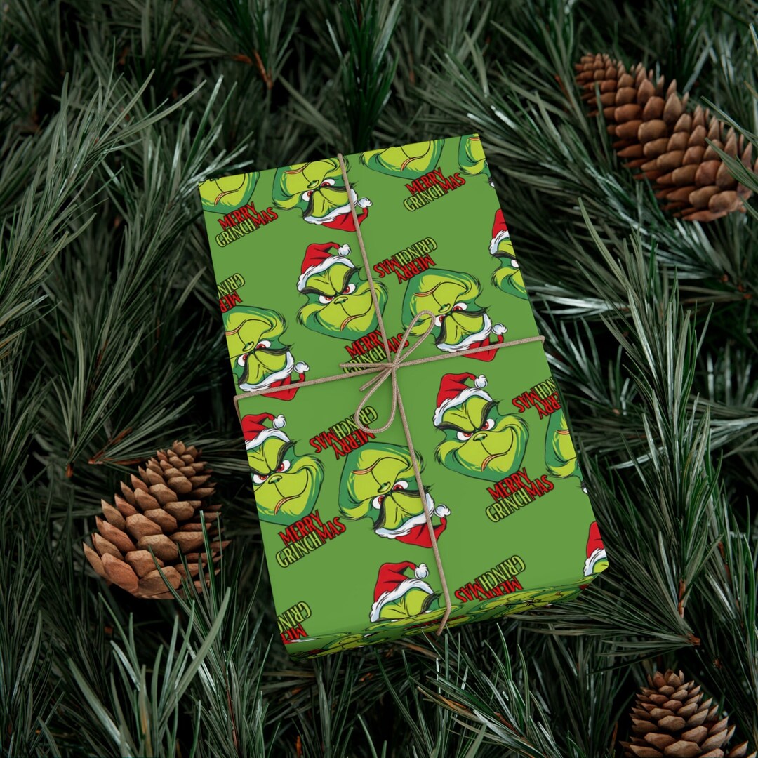 Christmas Gift Wrap Paper Wrapping Paper Merry Grinchmas Green Etsy