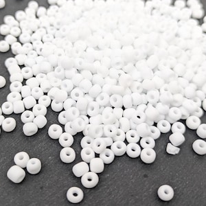 6/0 Perle di vetro Rocailles bianco opaco satinato articolo 4317