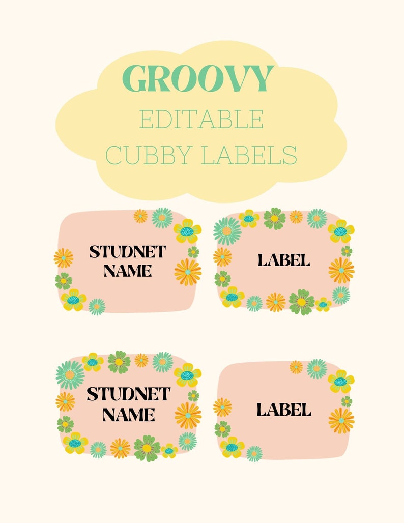 Groovy Classroom Cubby Labels Etsy