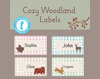 Cozy Woodland Classroom/Organization Labels - Editable with Templett