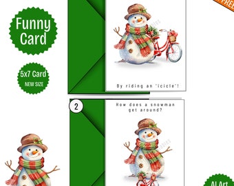 Funny Snowman Christmas Card: 'Icicle' Holiday Humor (5x7 Printable)