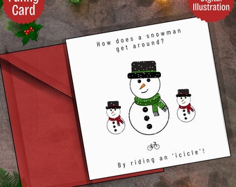 Funny Snowman Christmas Card: Original Digital Illustration (Printable Card)