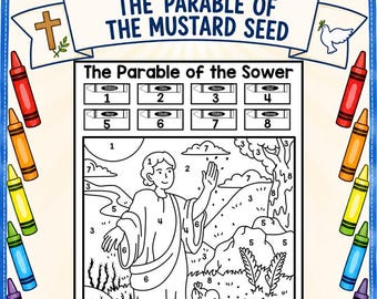 The Parable of the Sower Color by Number Page |  Faith Based Coloring Pages | Bible Story Color | Gospel Coloring | Christian Coloring Sheet