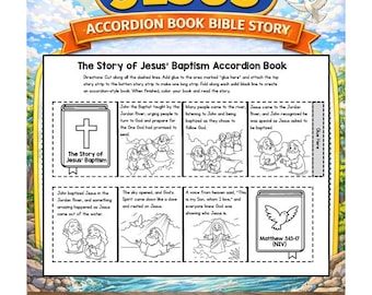 Baptism of Jesus Christian Bible Story Folding Book for Kids | Printable Bible Activity | Sunday School Craft | Jesus is Baptized